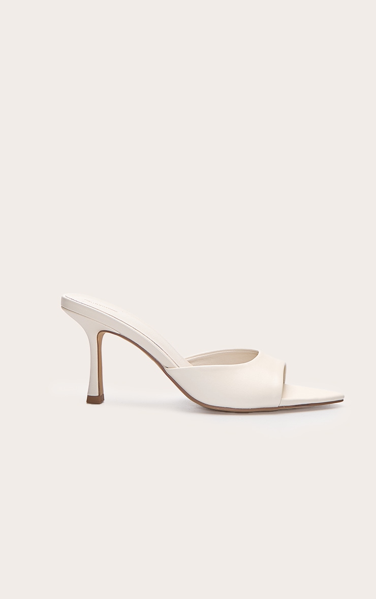 Cream Point Toe Heeled Mules image 2