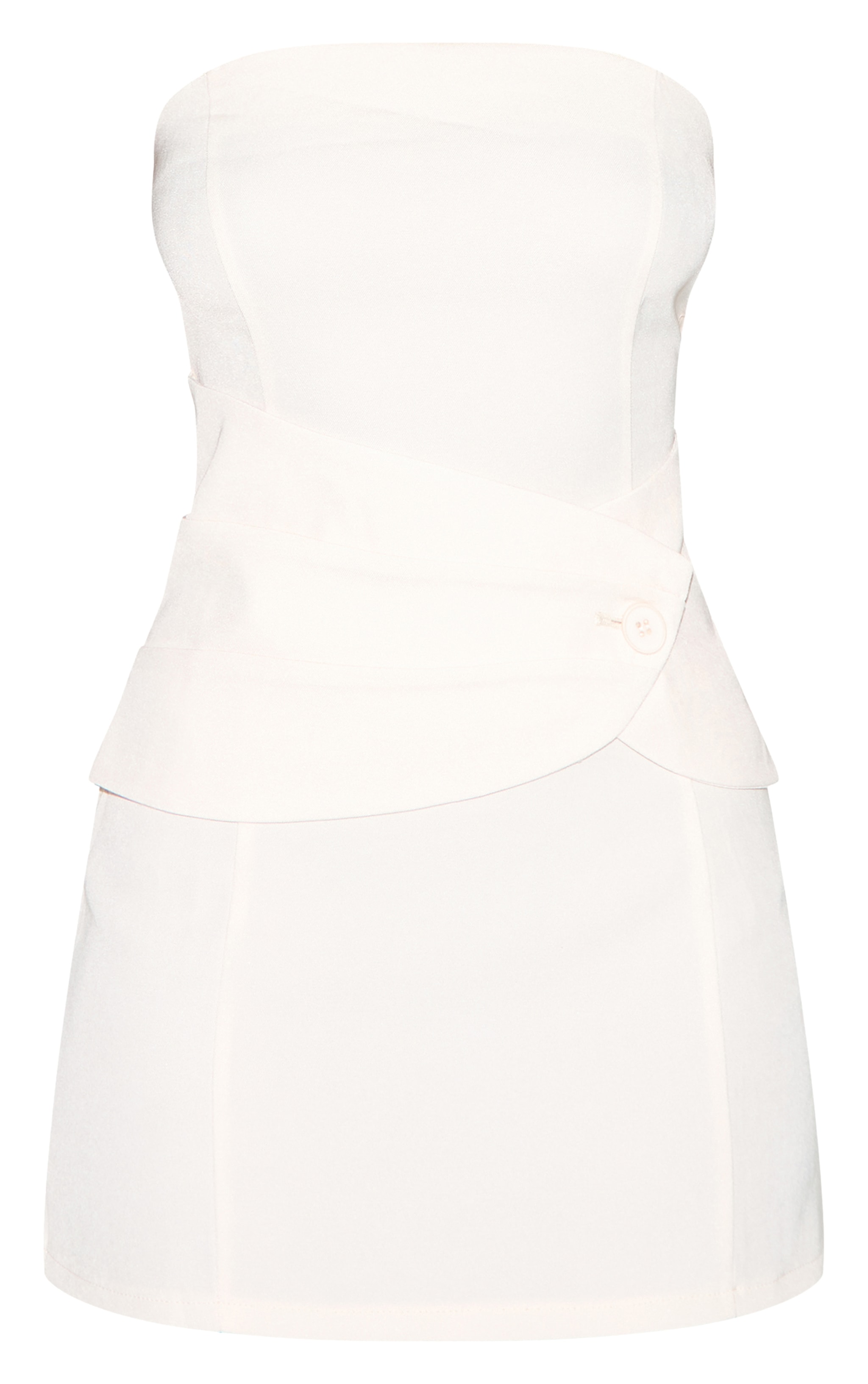 Robe Mini Bandeau Croisée Boutonnée en Tissu Jaune Beurre image 5