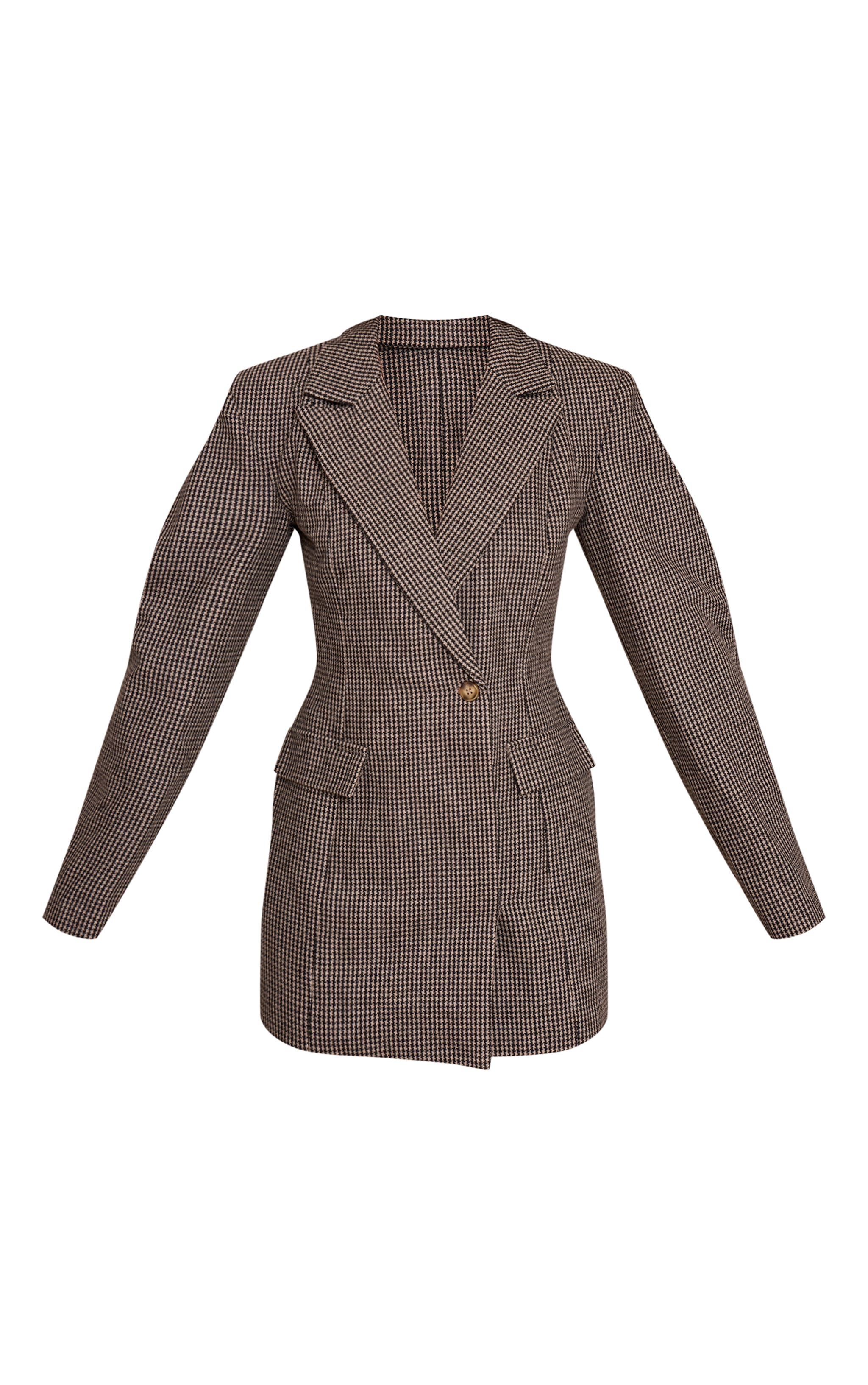 Black Dogtooth Structured Blazer Dress image 5