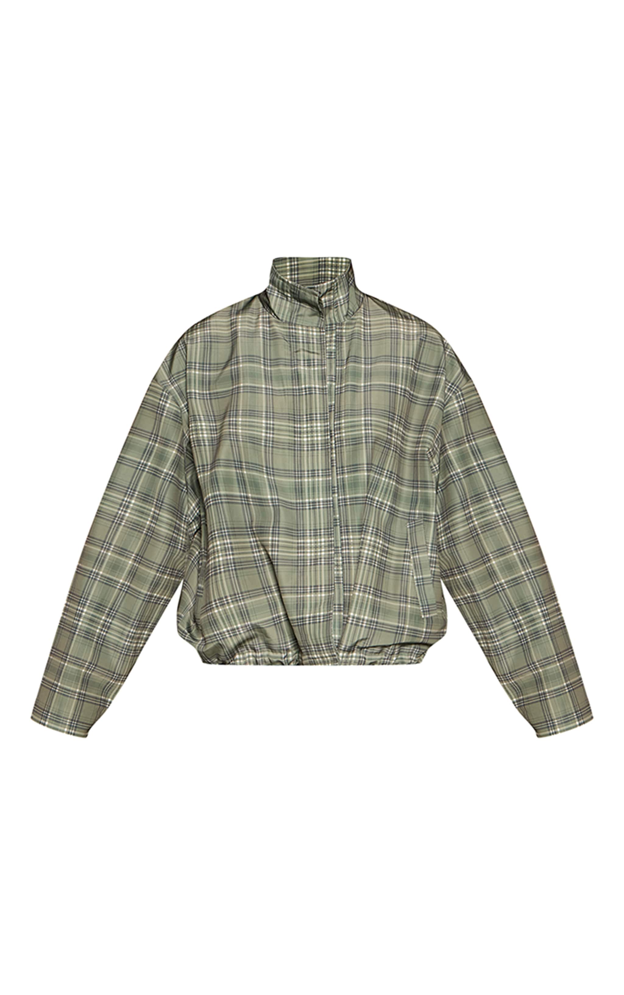 Khaki Checkered Button Up Windbreaker image 5