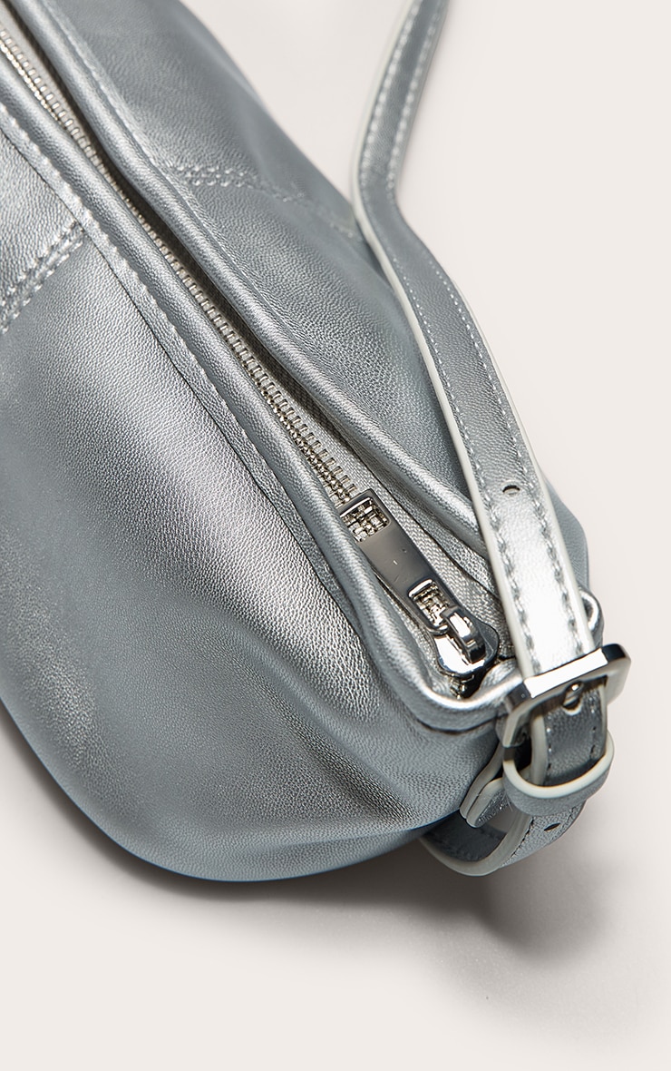 Silver PU Slim Buckle Strap Shoulder Bag image 4