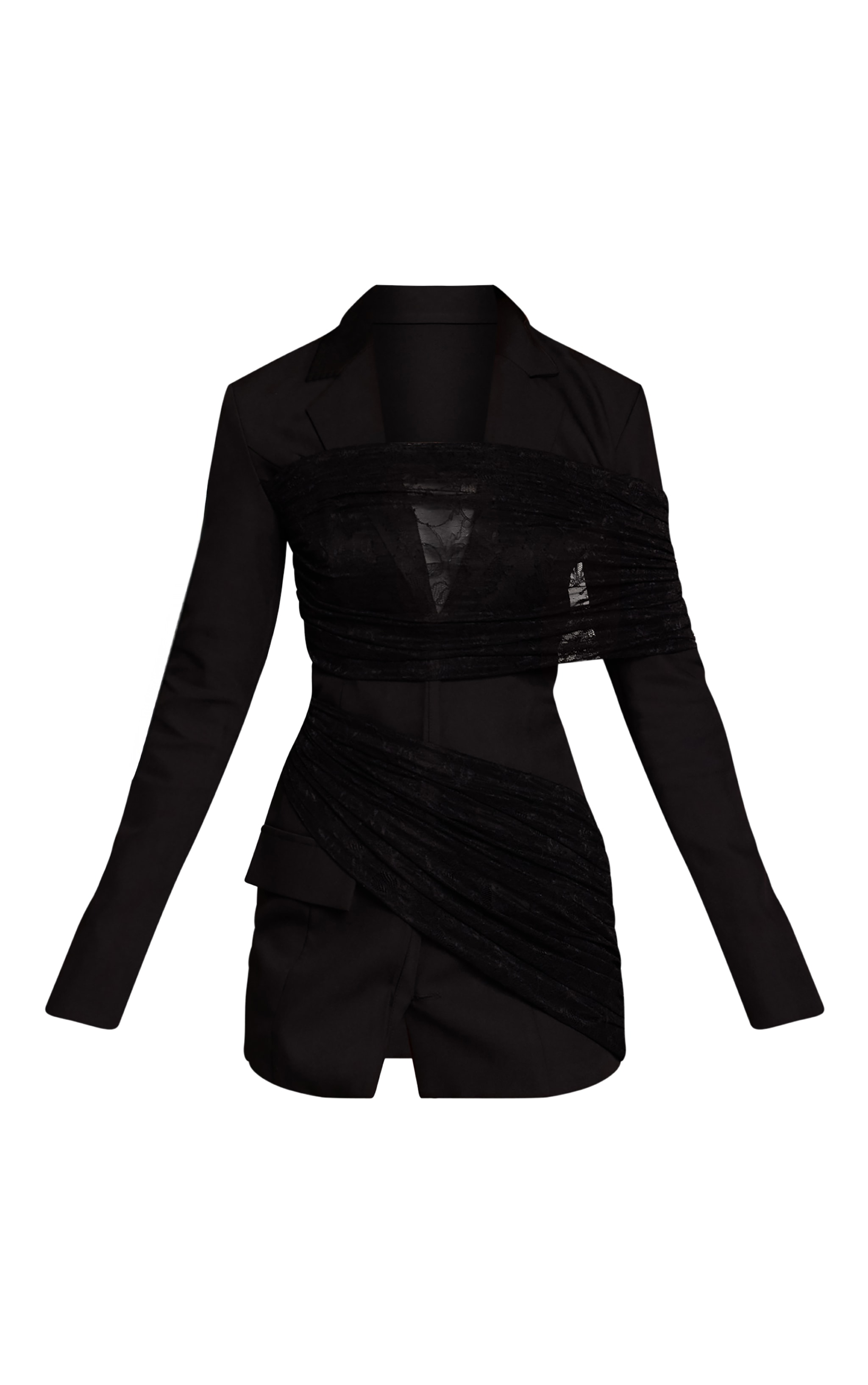 Black Lace Detail Blazer Dress image 5