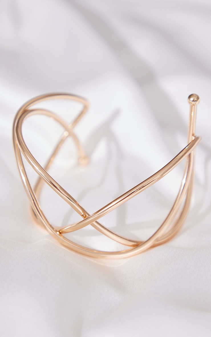 Gold Abstract Wire Bangle image 2