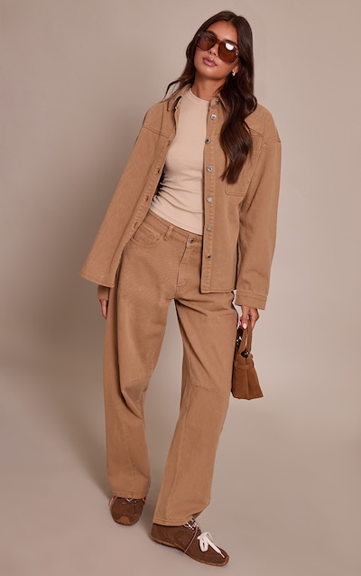 Toffee Seam Detail Low Rise Barrel Jeans