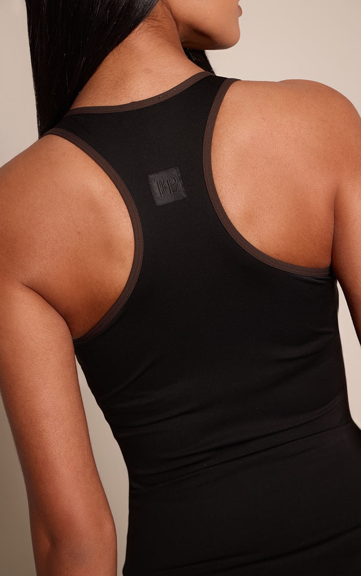 Tall Black PLT Tab Layered Racer Back Gym Vest image 4
