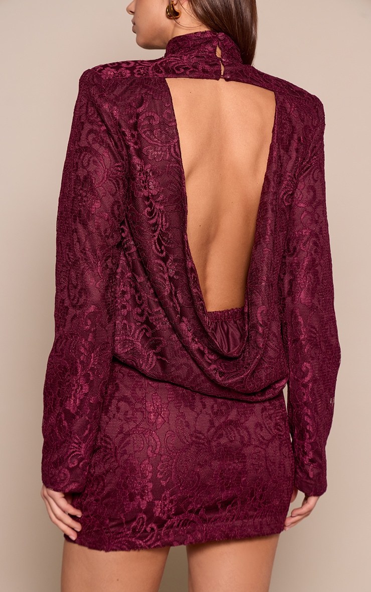 Wine Lace Mid Rise Mini Skirt image 3