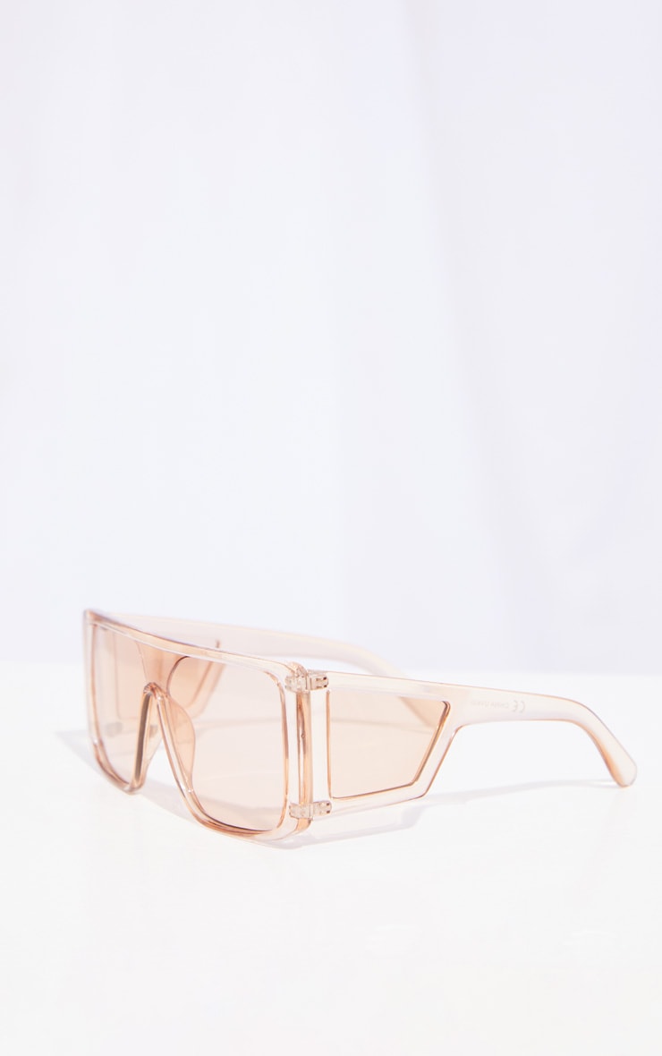 Brown Oversized Triple Lens Square Frame Sunglasses image 3