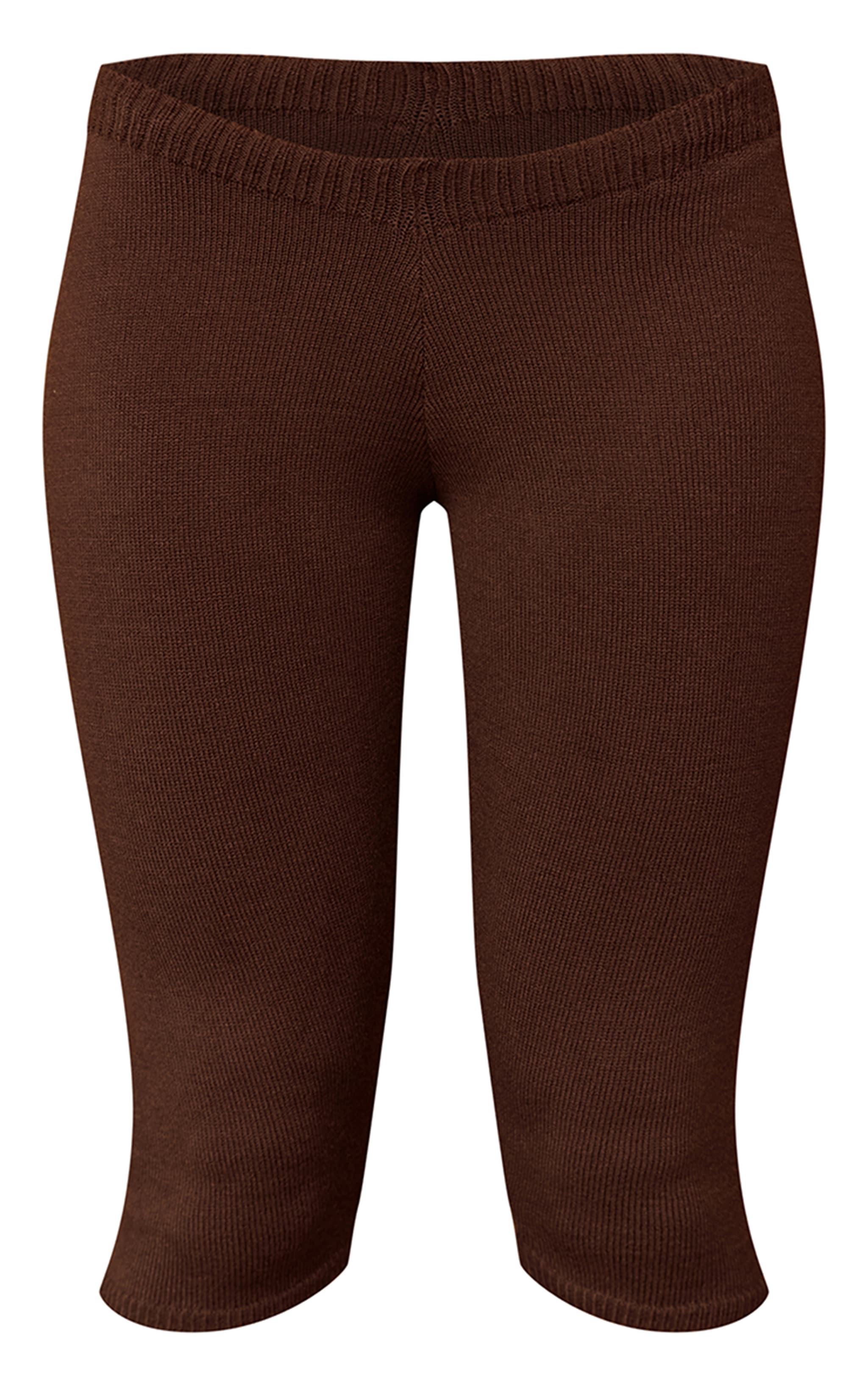 Pantalon capri en maille tricot chocolat à empiècement image 5