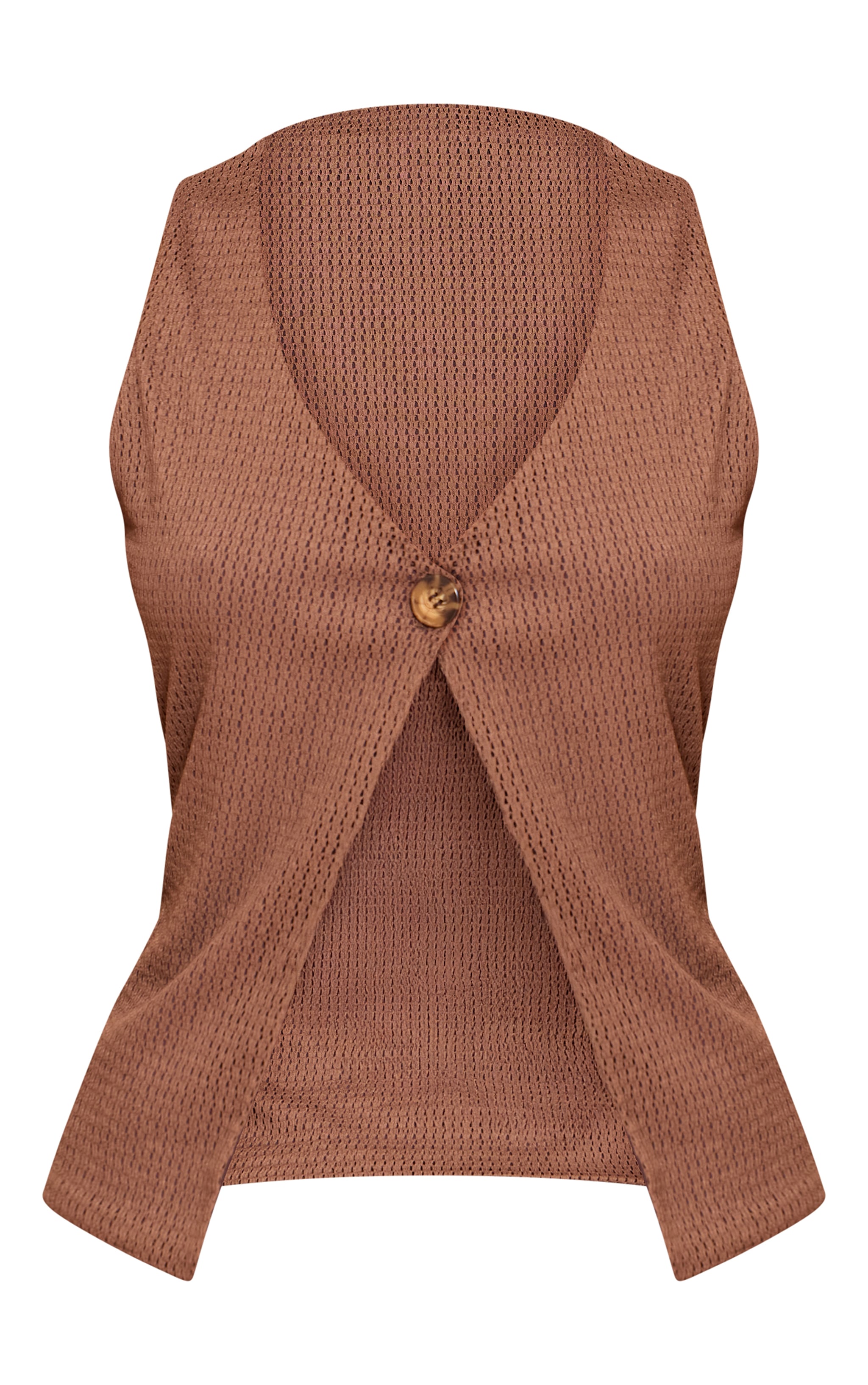 Chocolate Textured Split Hem Waistcoat image 5