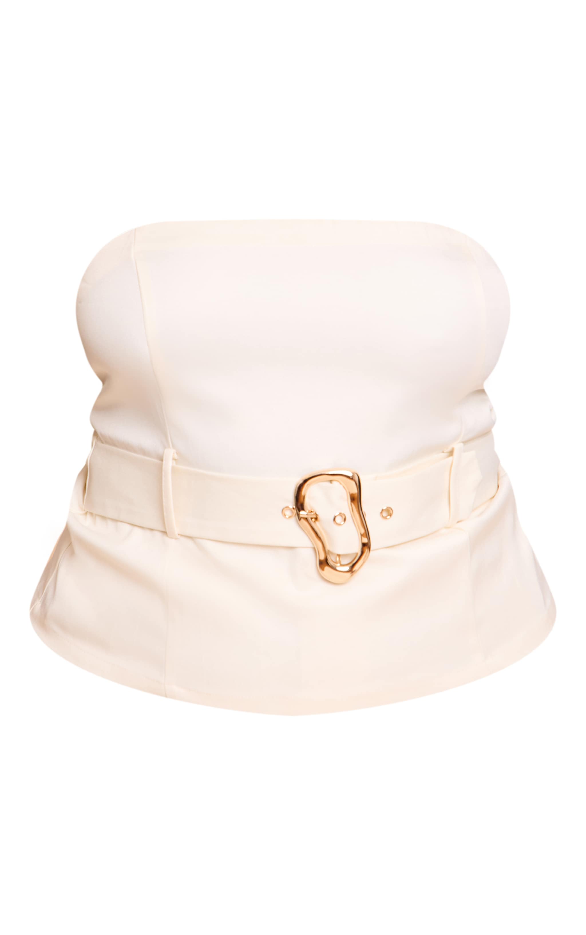 Plus Cream Woven Belted Trim Detail Bandeau Top image 5
