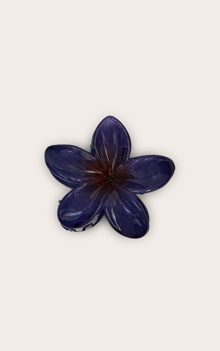 Navy Hibiscus Flower Hair Clip image 2