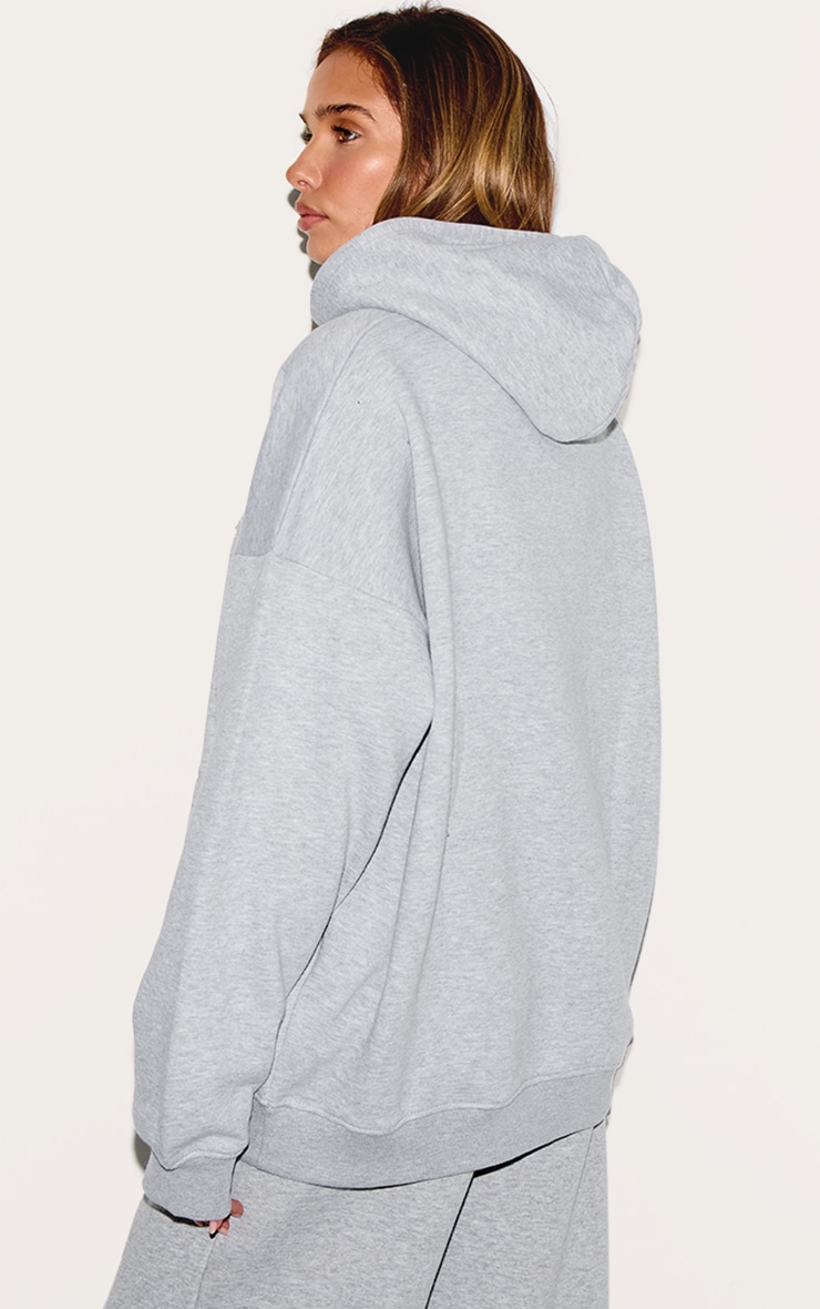 PRETTYLITTLETHING Grey Marl Applique Oversized Hoodie image 2
