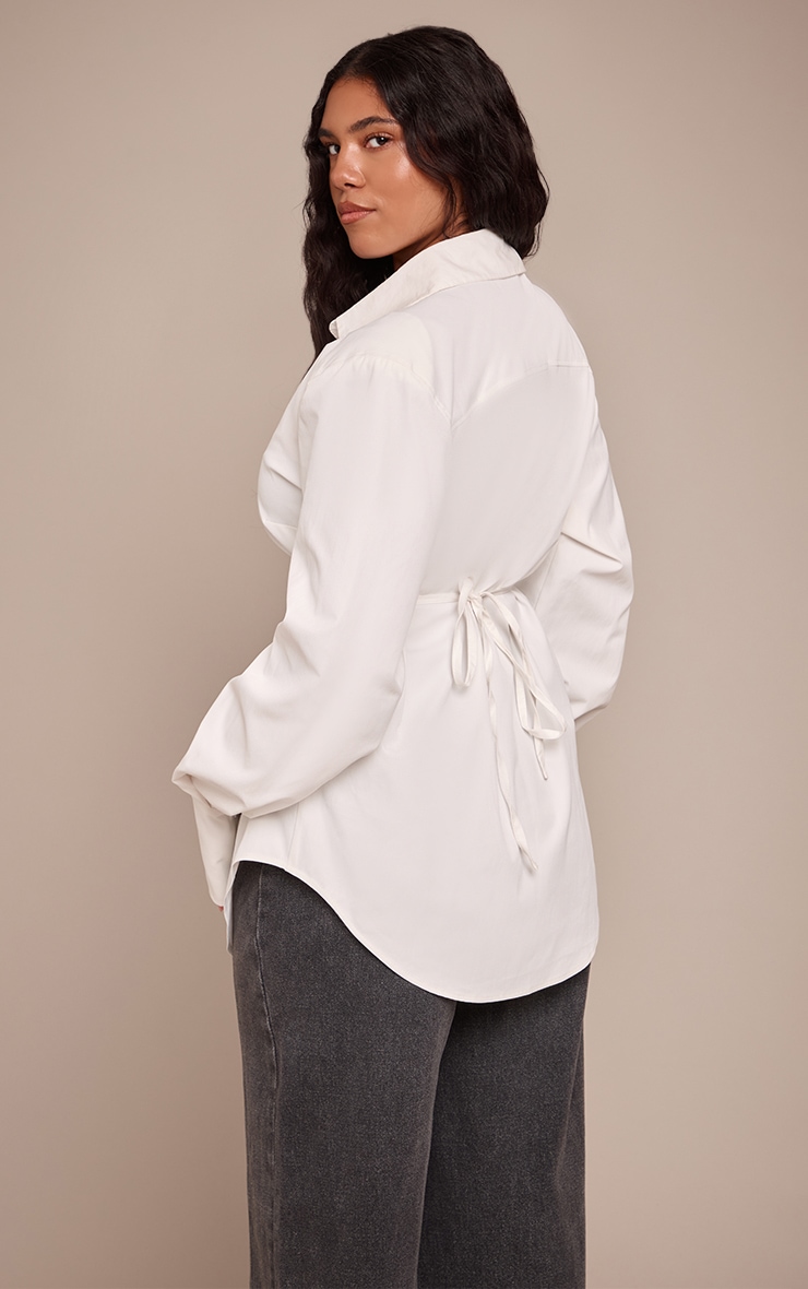 Shape White Padded Oversized Balloon Long Sleeve Shirt  image 2