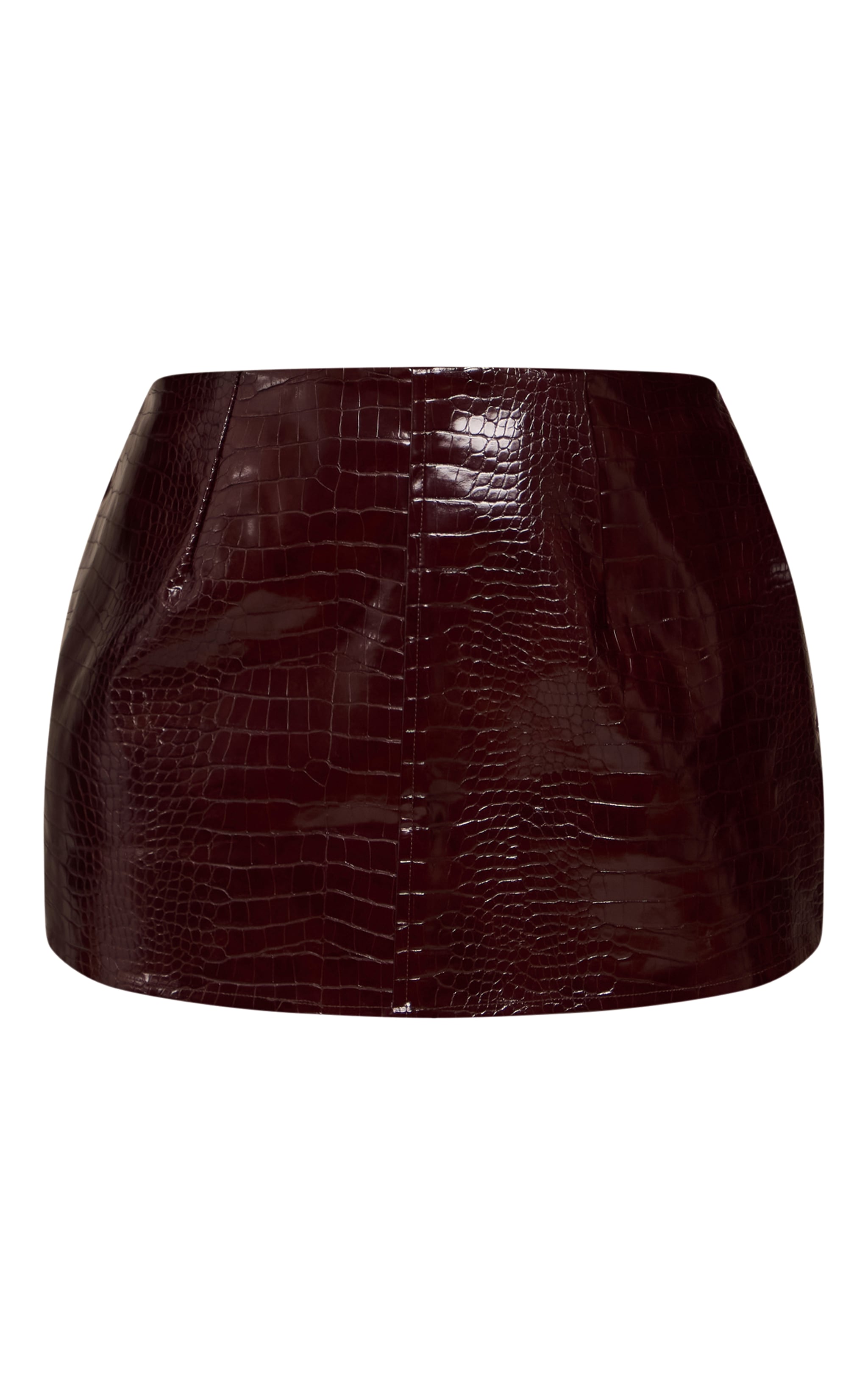 Shape Burgundy Faux Leather Croc Mini Skirt image 6