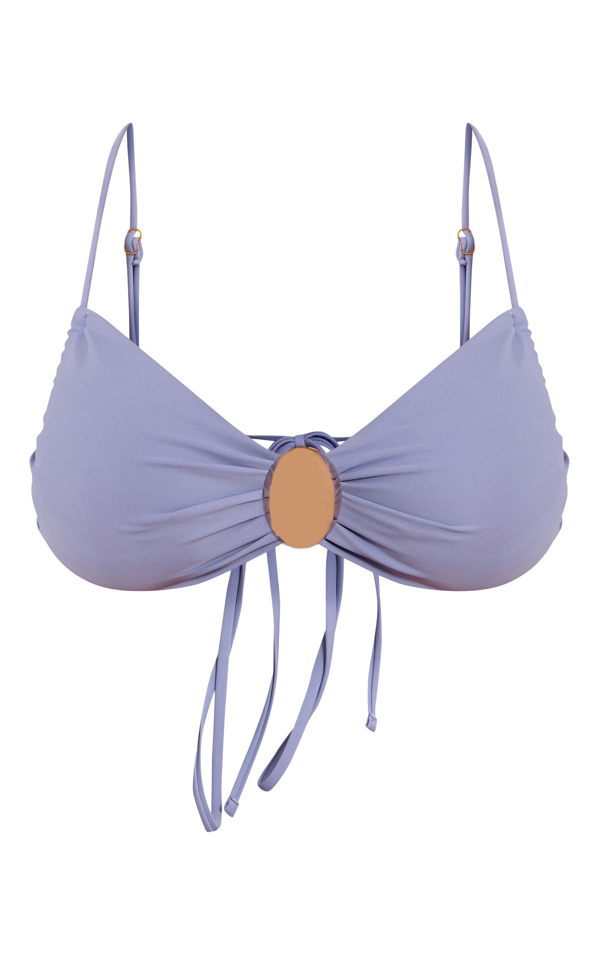Shape Blue Gold Trim Strappy Bikini Top image 5