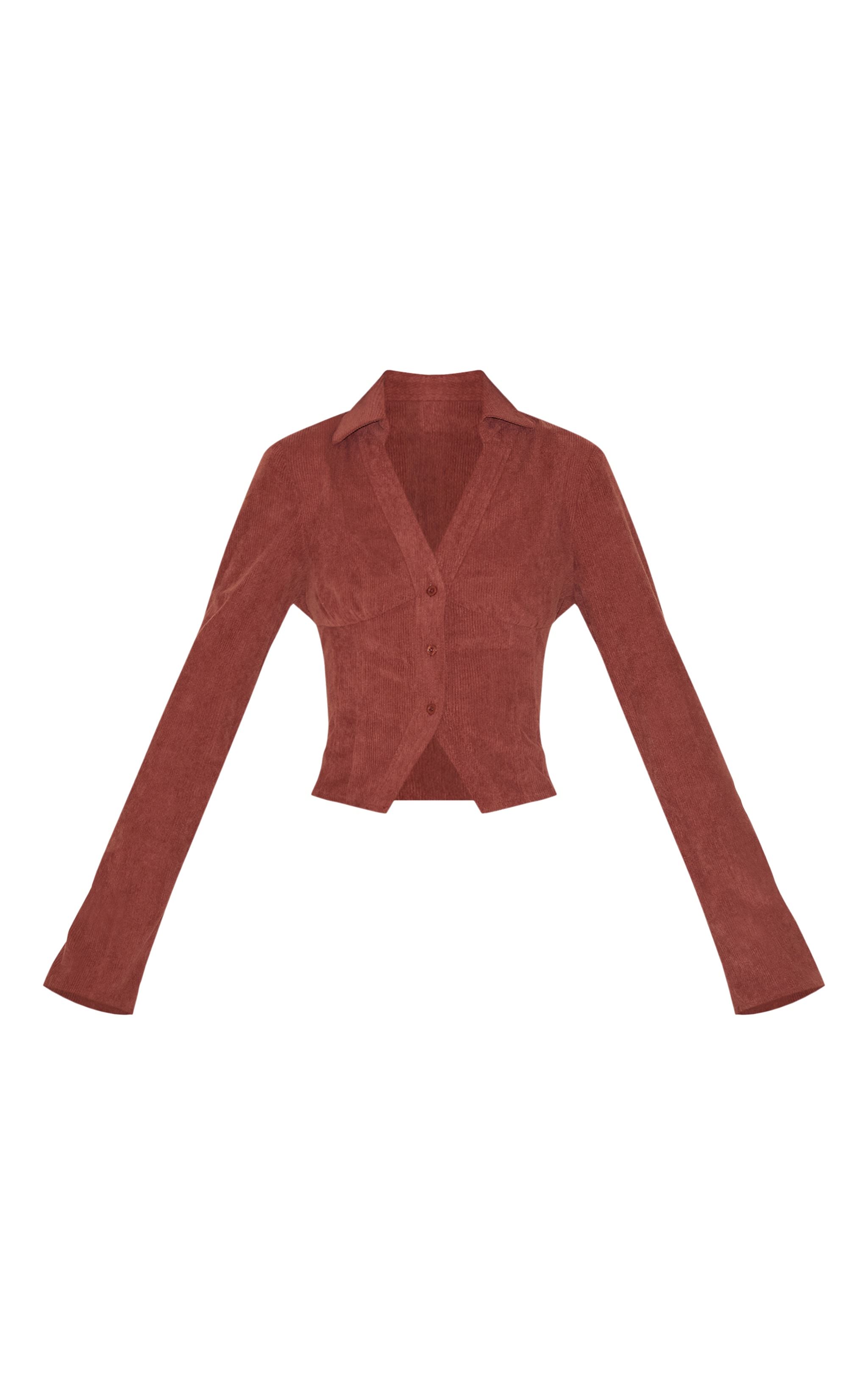 Brown Corduroy Fitted Shirt image 5