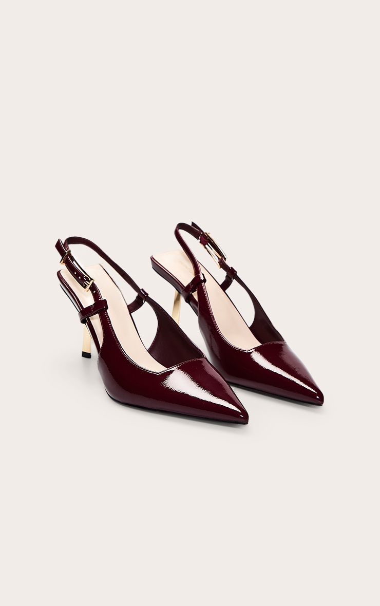 Talons crêpés bordeaux à talon et bride talon image 3