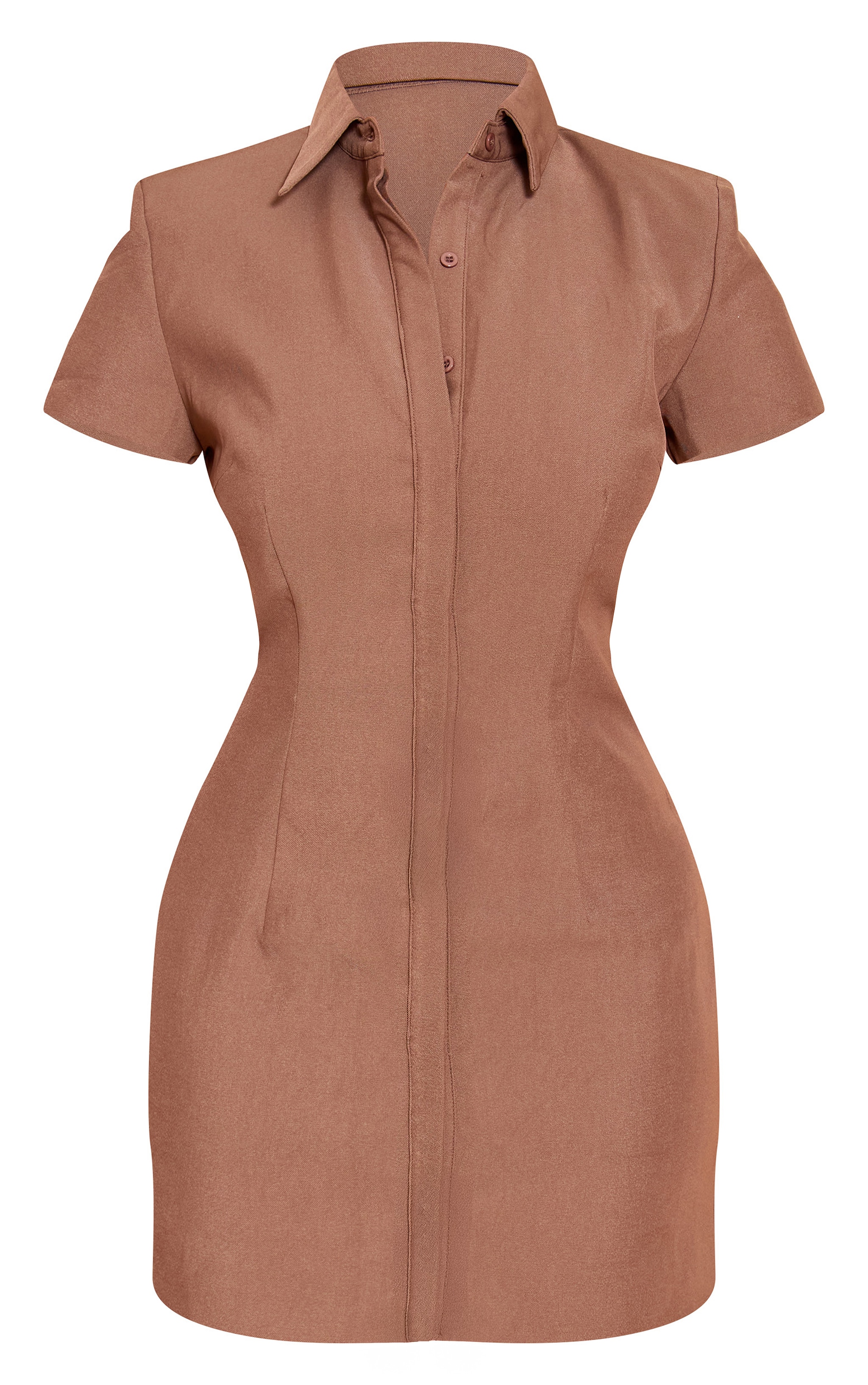 Shape Chocolate Woven Short Sleeve Button Up Blazer Dress image 5