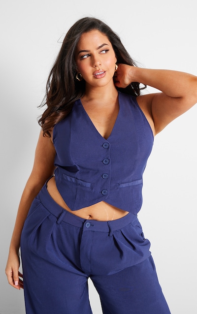 Longline Denim Waistcoat in Celeste
