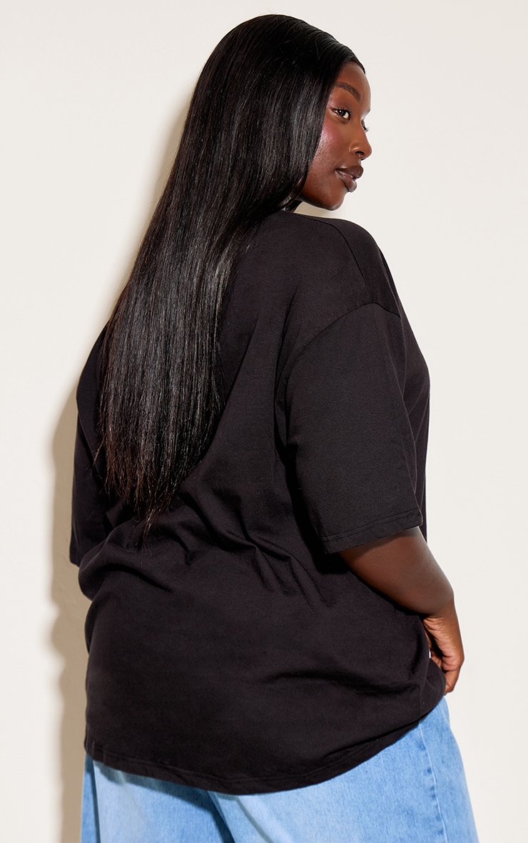 Plus Black Prettylittlething Oversized T-Shirt image 2