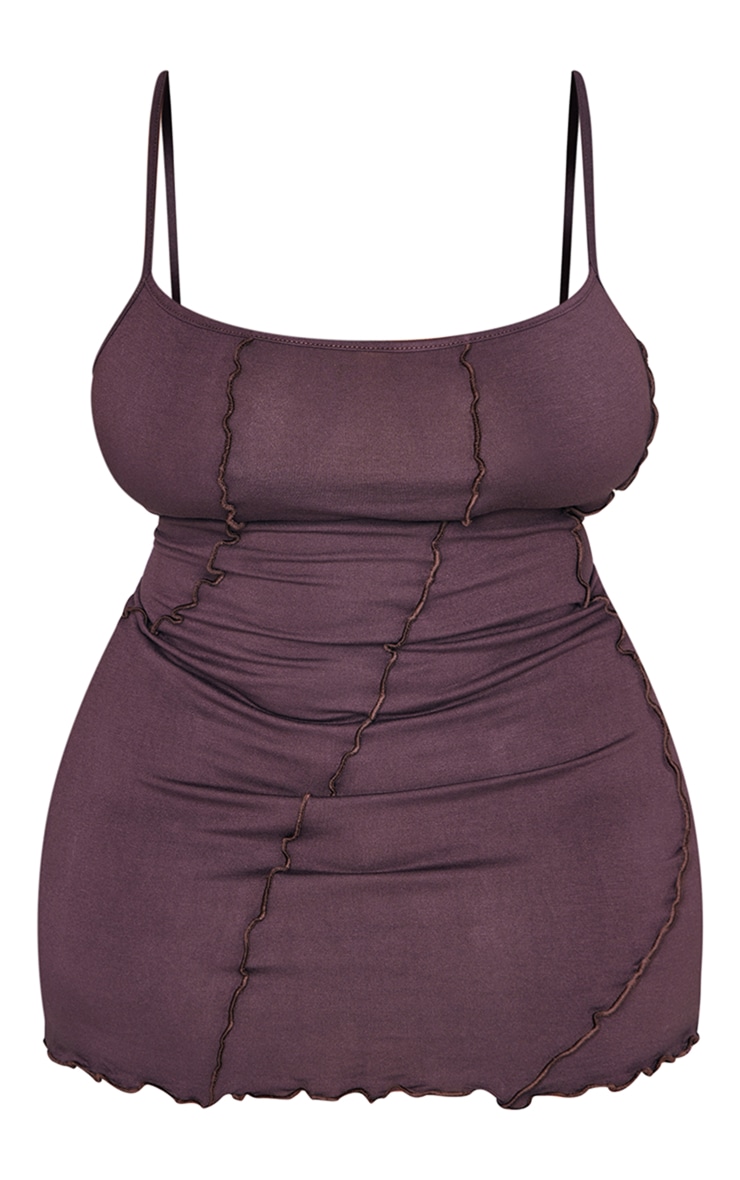 Plus Taupe Seam Detail Bodycon Dress image 5