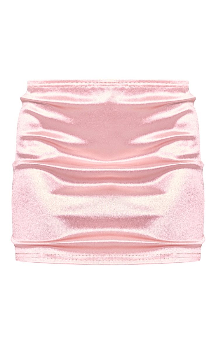 Dusty Pink Stretch Satin Low Rise Micro Mini Skirt image 6