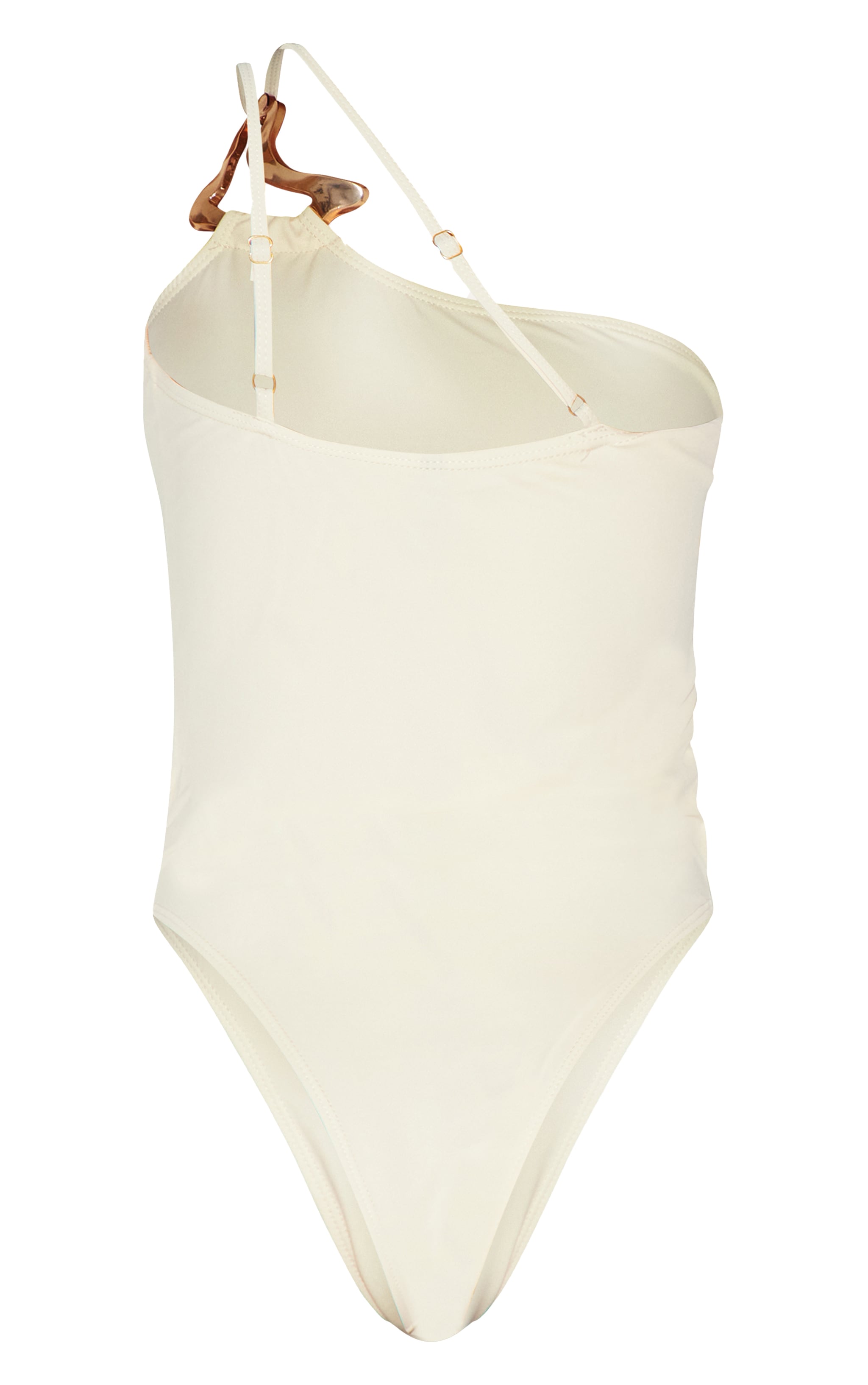 Sand Gold Trim Asymmetric Swimsuit image 2