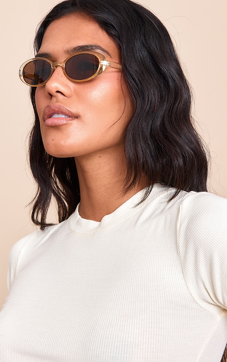 Butter Yellow Crystal Round Sunglasses image 1
