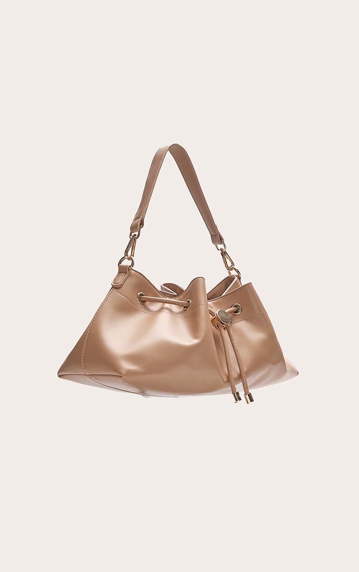 Sac à main en PU doux marron clair à cordons ajustables image 3
