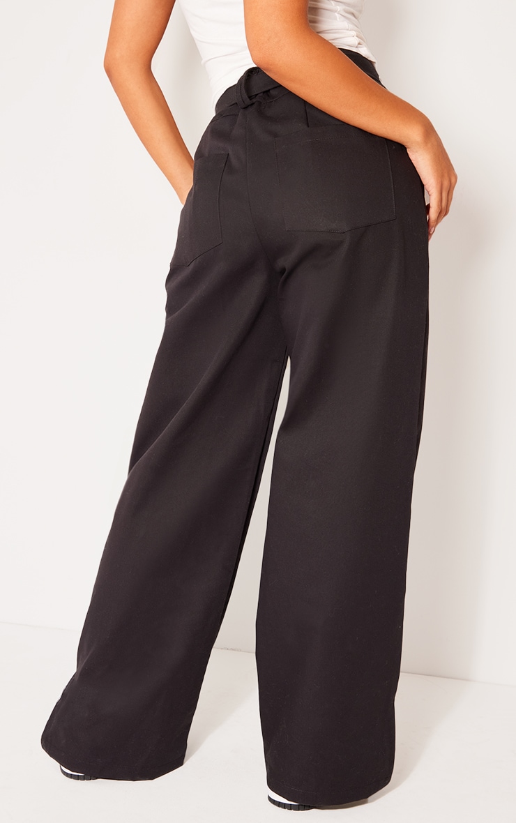 Petite Black Buckle Front Cargo Trousers image 3