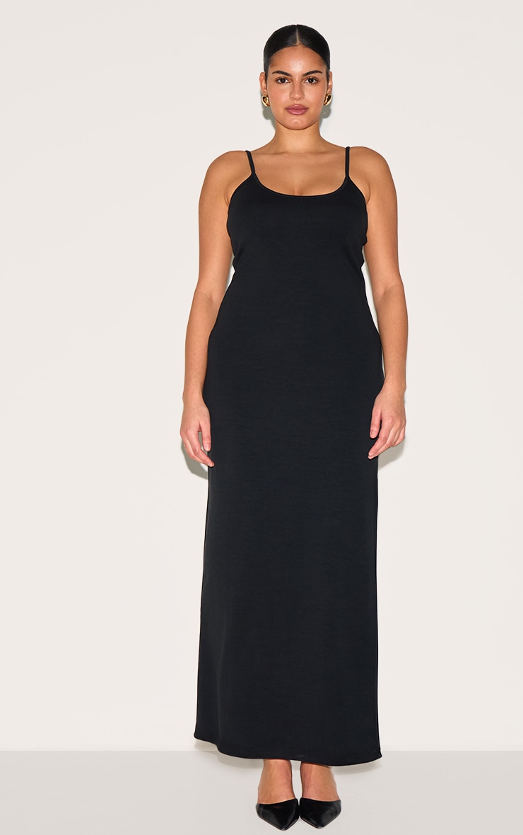 Plus Robe modal longue noire à bretelles fines image 1
