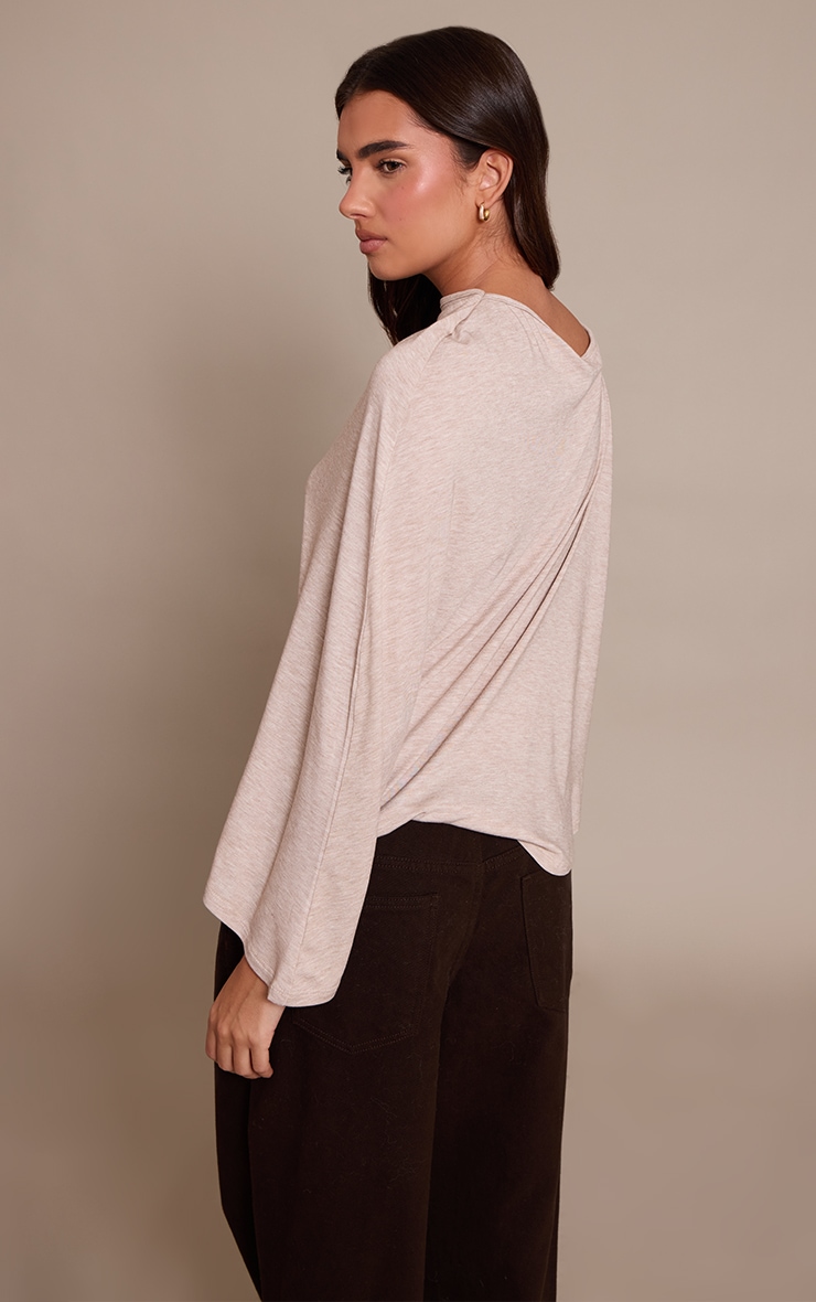 Sand Asymmetric Slouchy Long Sleeve Top image 2
