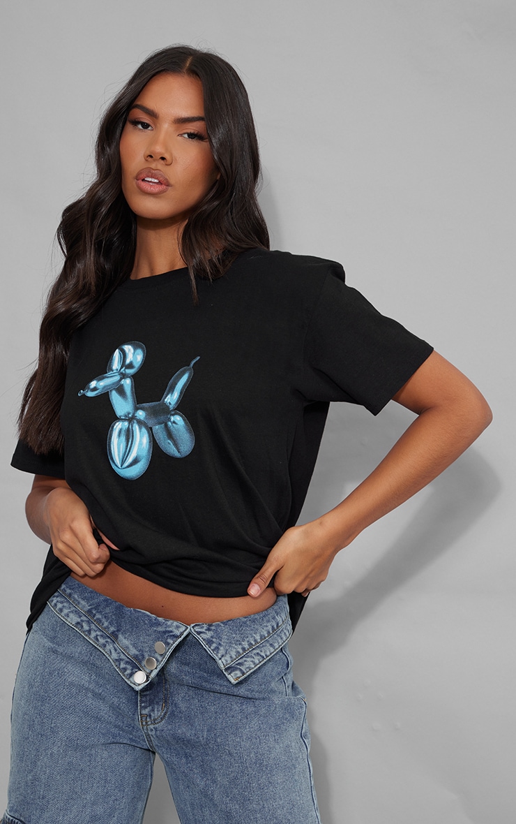 Black Balloon Animal Print T Shirt image 1