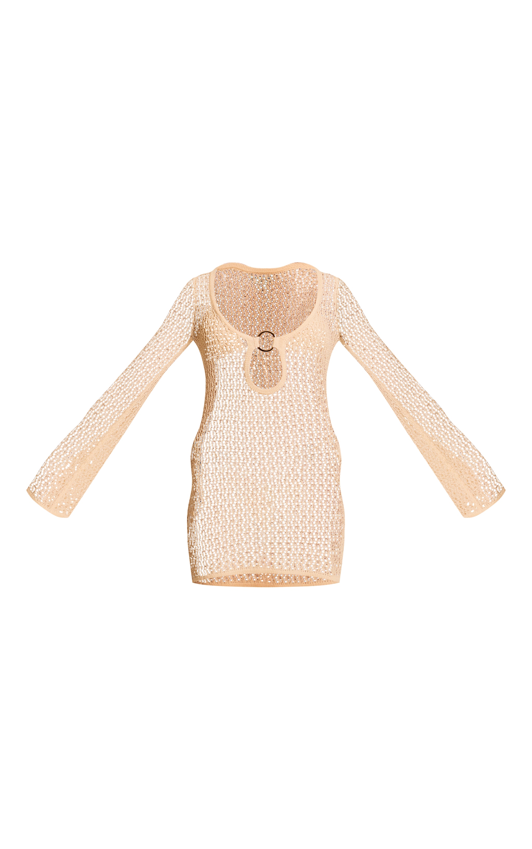 Cream Crochet O Ring Mini Beach Dress image 5