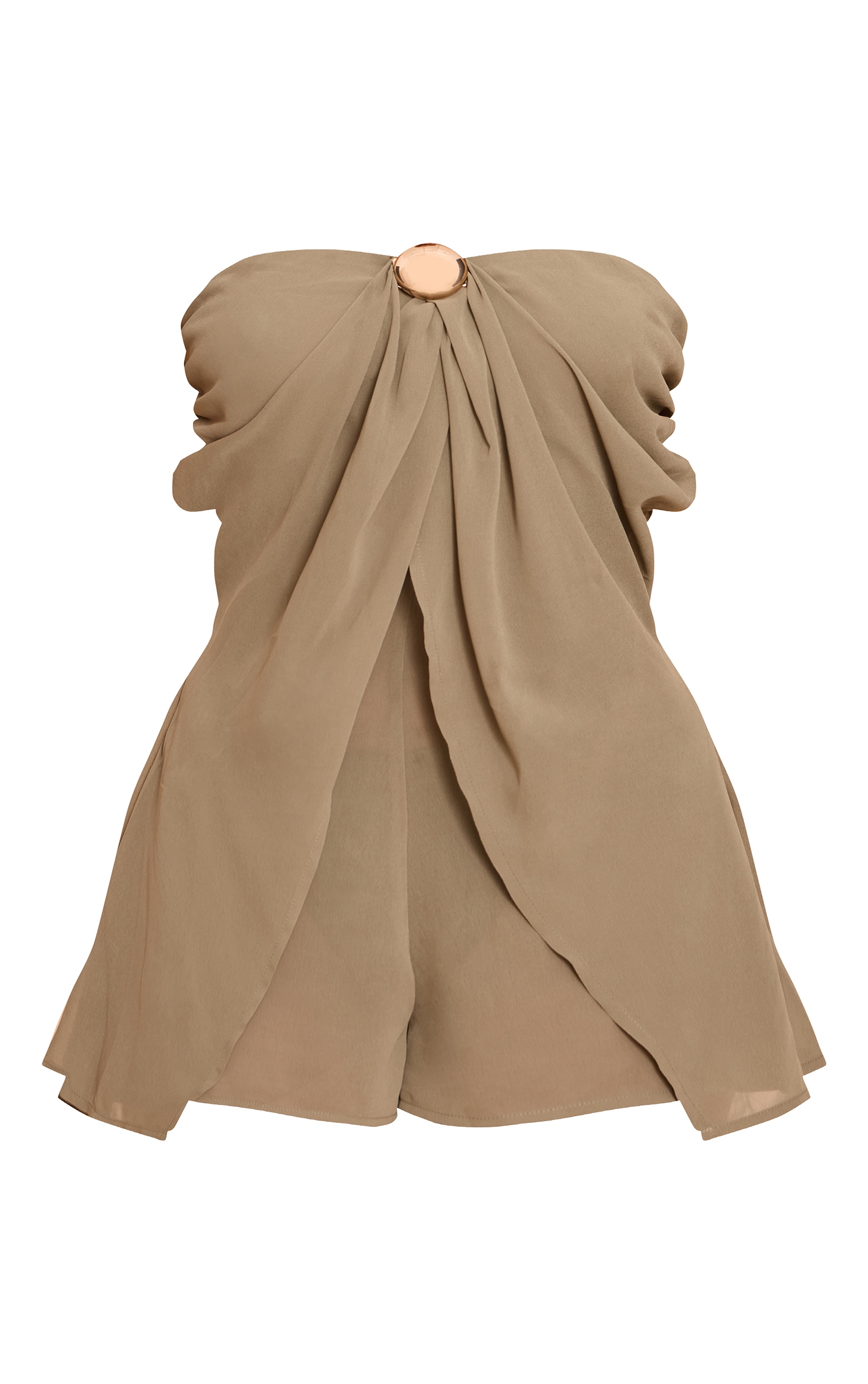 Olive Chiffon Trim Detail Bandeau Romper image 5