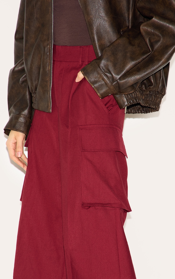 Plum Woven Pocket Detail Straight Leg Pants image 4