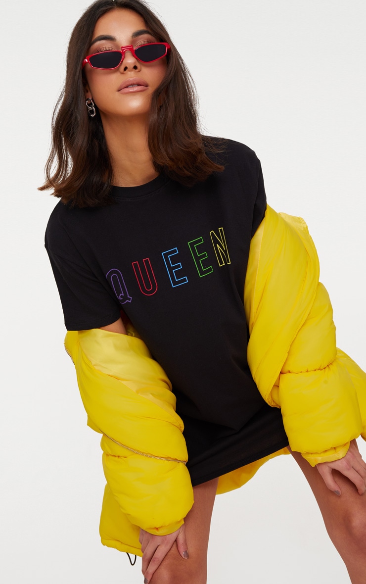 Queen Black T Shirt Dress | PrettyLittleThing