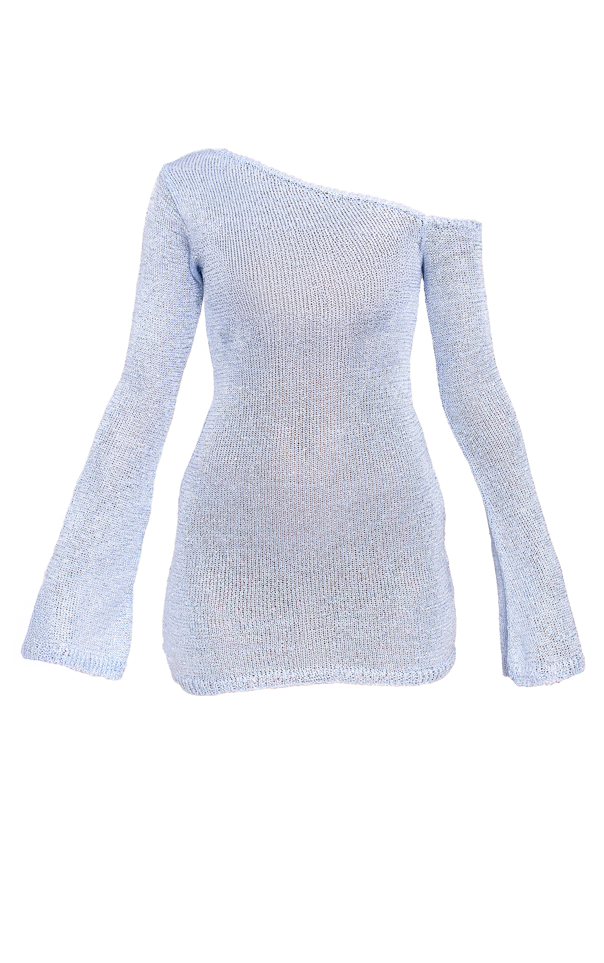 Mini robe bleue à col bardot et sequins image 5