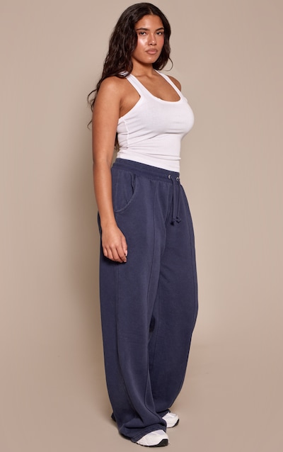 Shape Blue Sweat Seam Detail Wide Leg Joggers