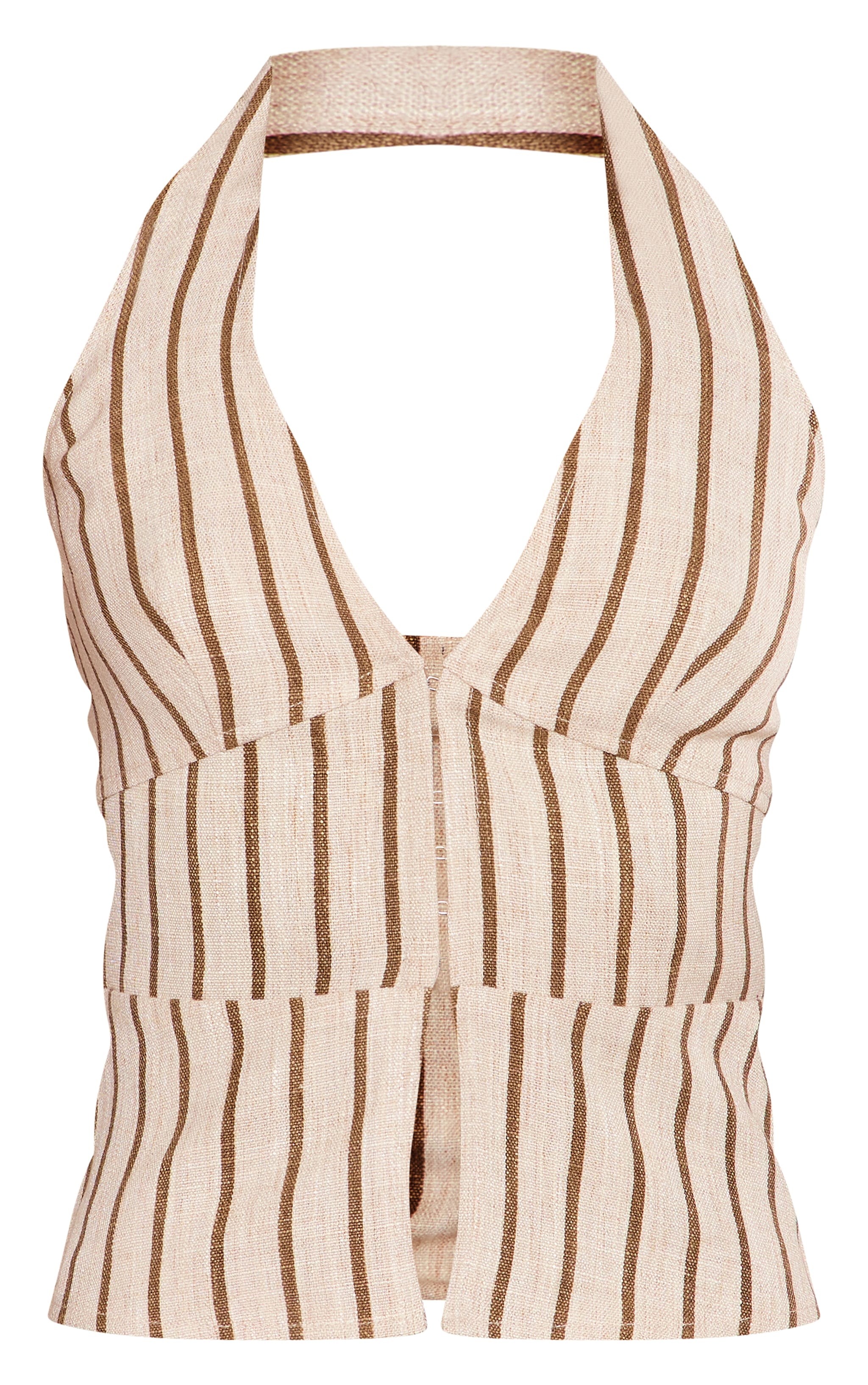 Beige Stripe Structured Halter Top image 5