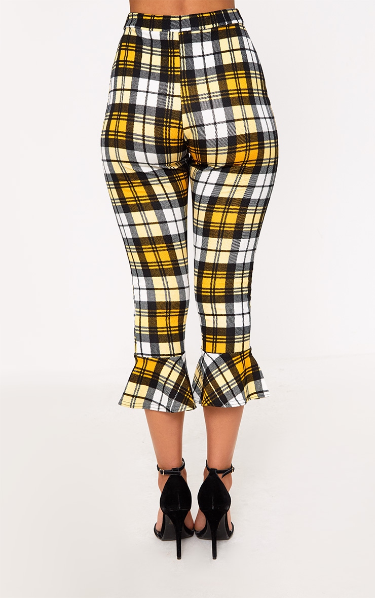 yellow check trousers