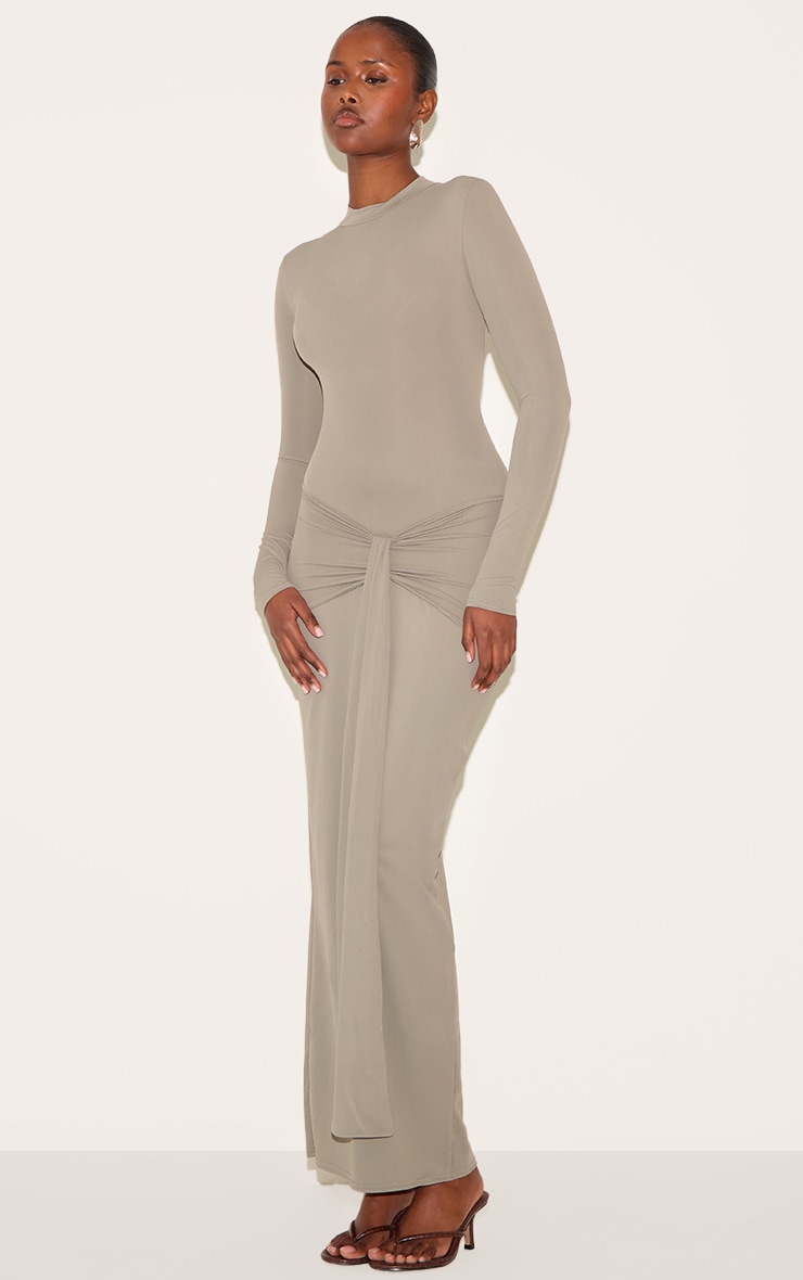 Mushroom Matte Sculpt Wrap Maxi Dress image 3