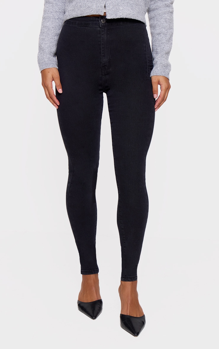 PRETTYLITTLETHING Black Disco Skinny Jeans image 2