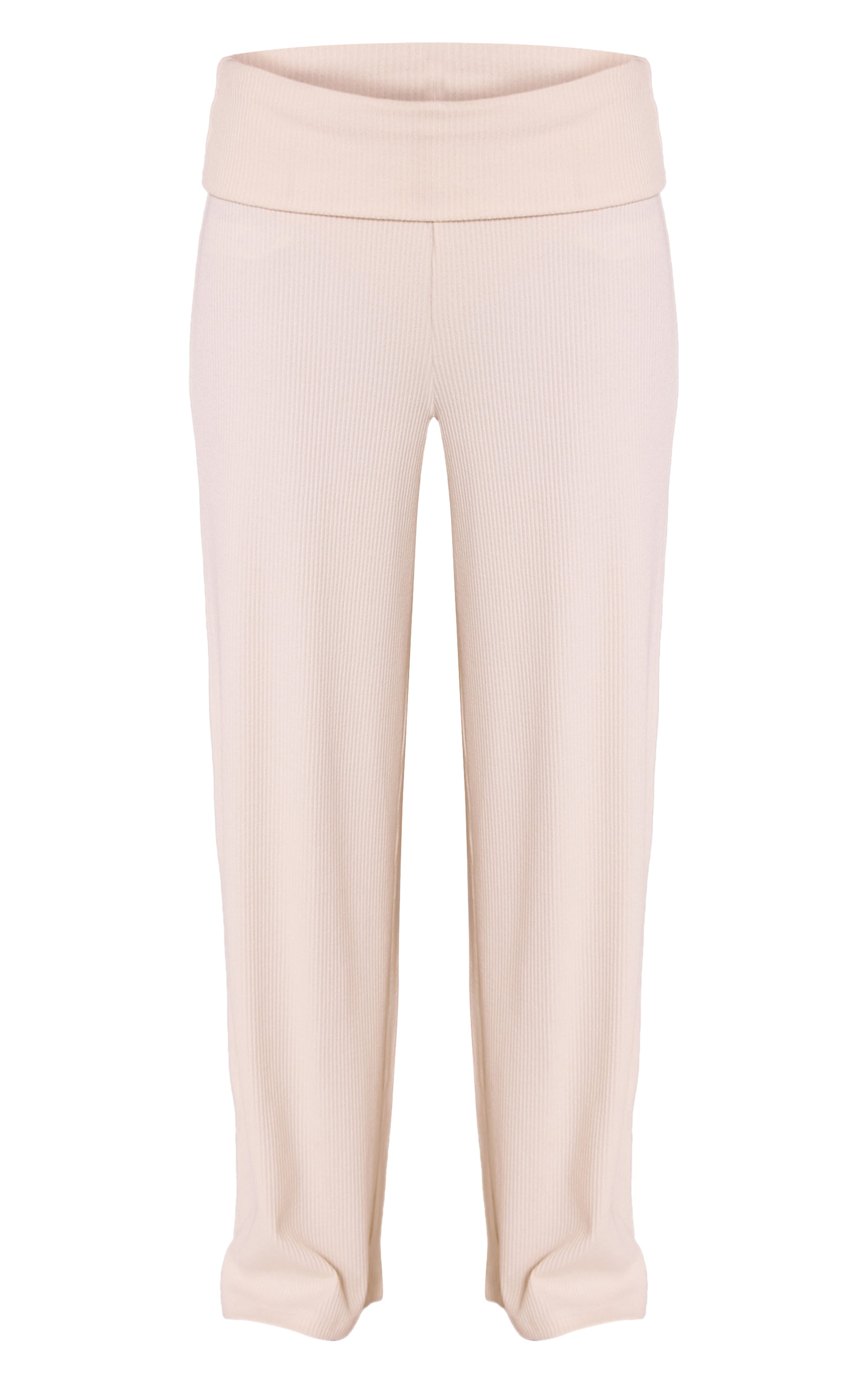 Pantalon large épais côtelé crème à détail replié et poches image 5