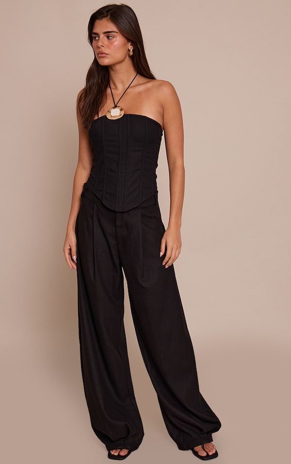 Black Brushed Woven Balloon Pants