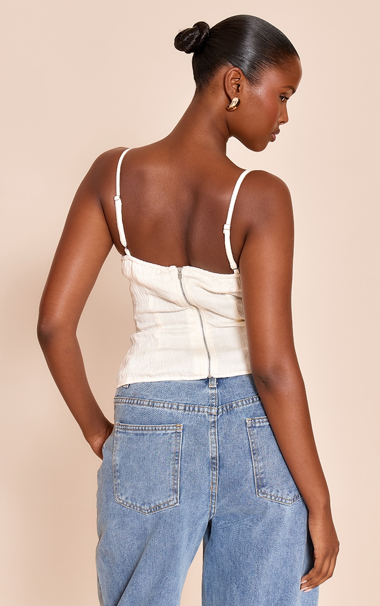 Cream Textured Strappy Longline Corset image 2