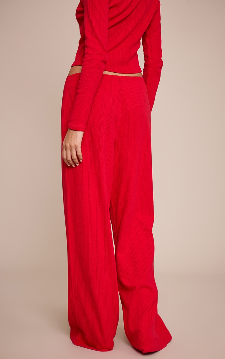 Red Pointelle Pyjama Trousers image 3