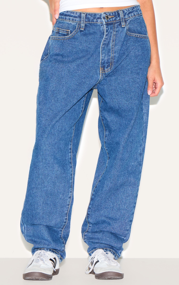 Petite Jean mom bleu foncé à taille haute image 2