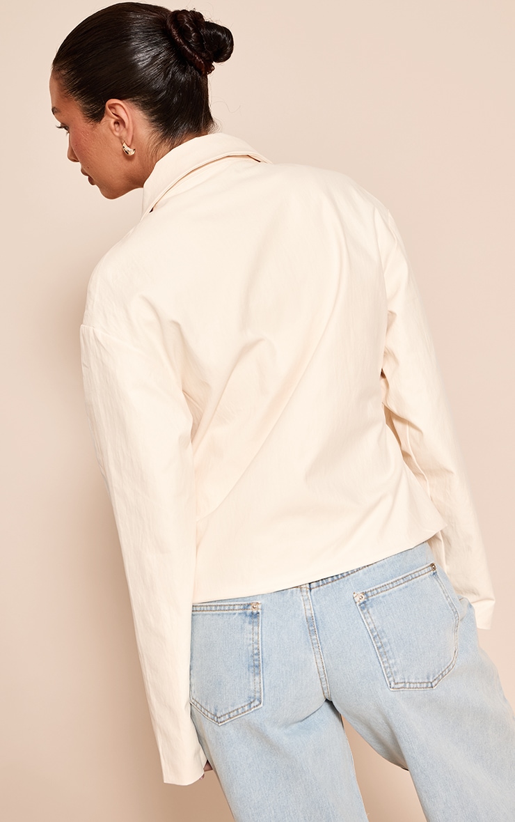 Almond Fitted Zip Up Collared Jacket image 2