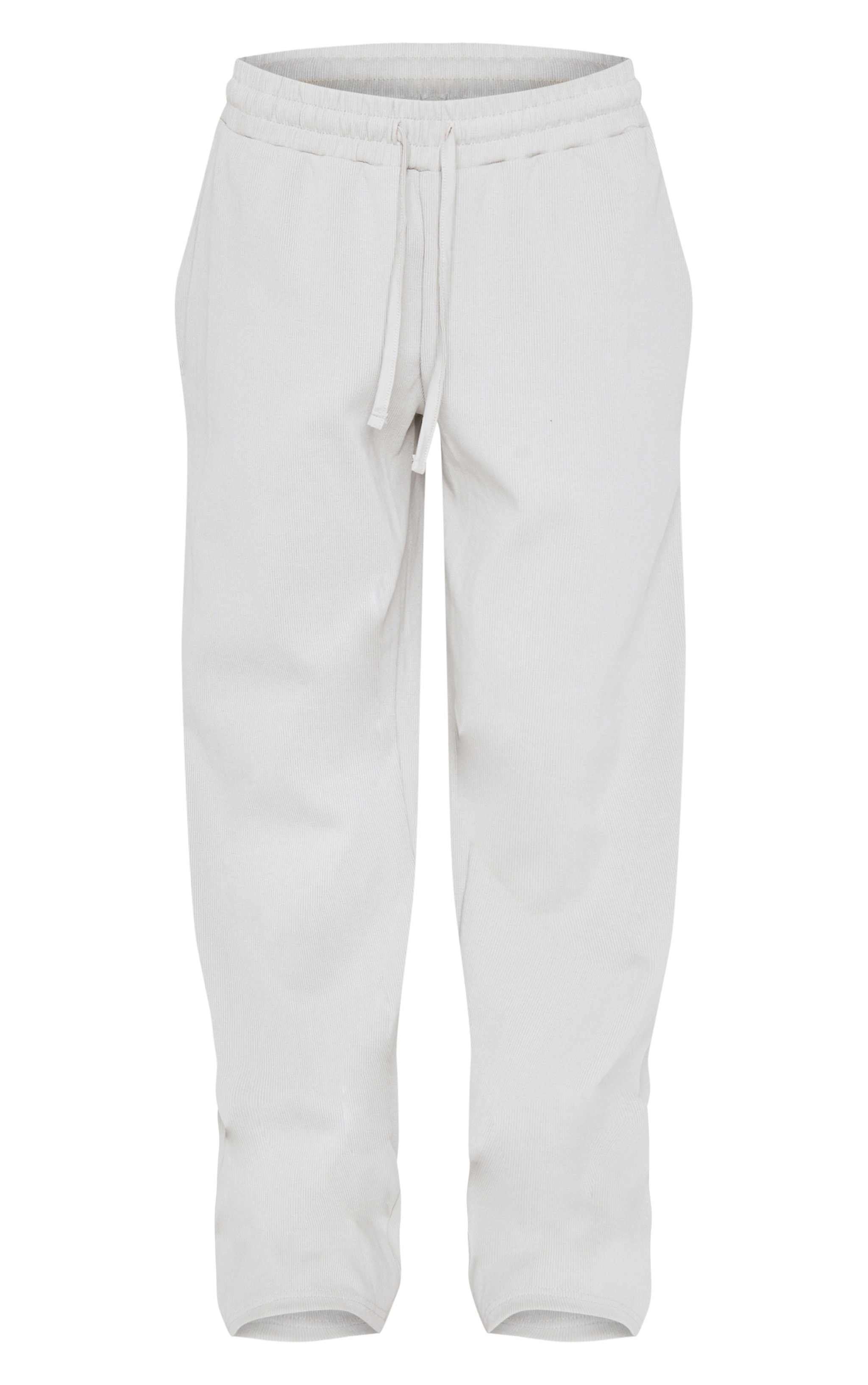 Light Grey Ribbed Low Rise Wide Leg Pants image 5